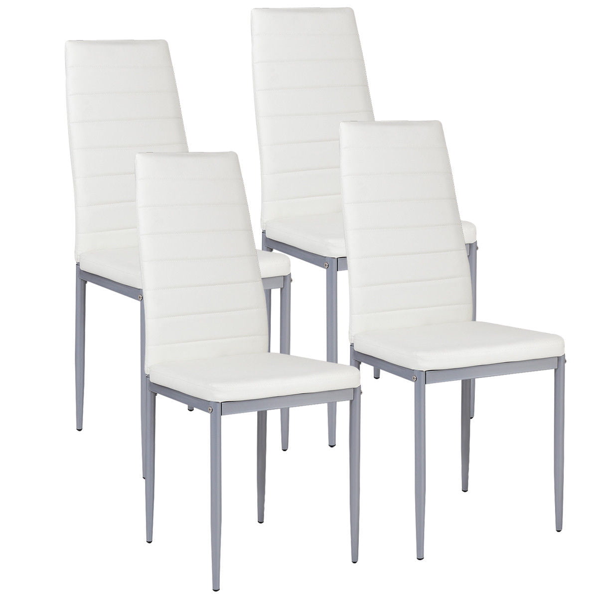 SkandiShop Set of 4 Pu Leather Dining Chairs